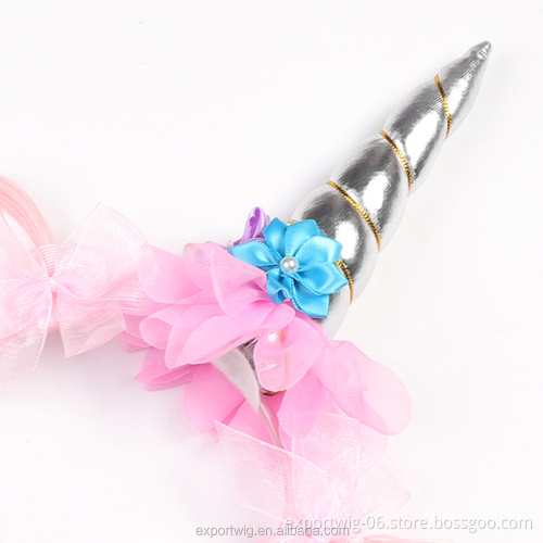 Wholesale Hair Accessories New Design Hair Band Kids Fabric Elastic Unicorn Headband Colorful Flower Hair Band for Baby Girl